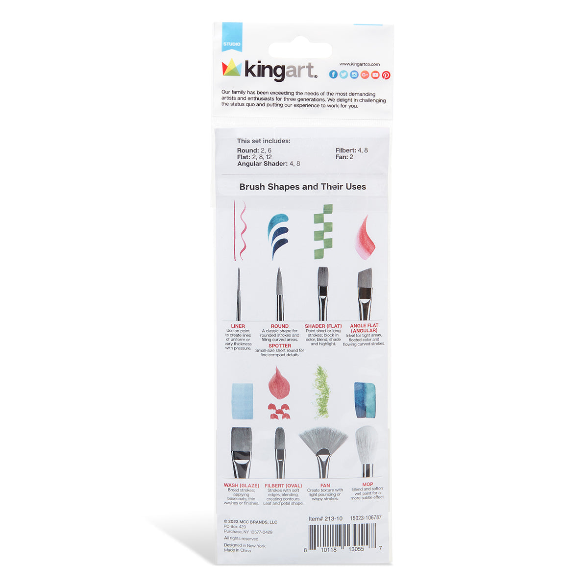 Studio Mixed Media Synthetic White Bristle Brush Set - 10 pc