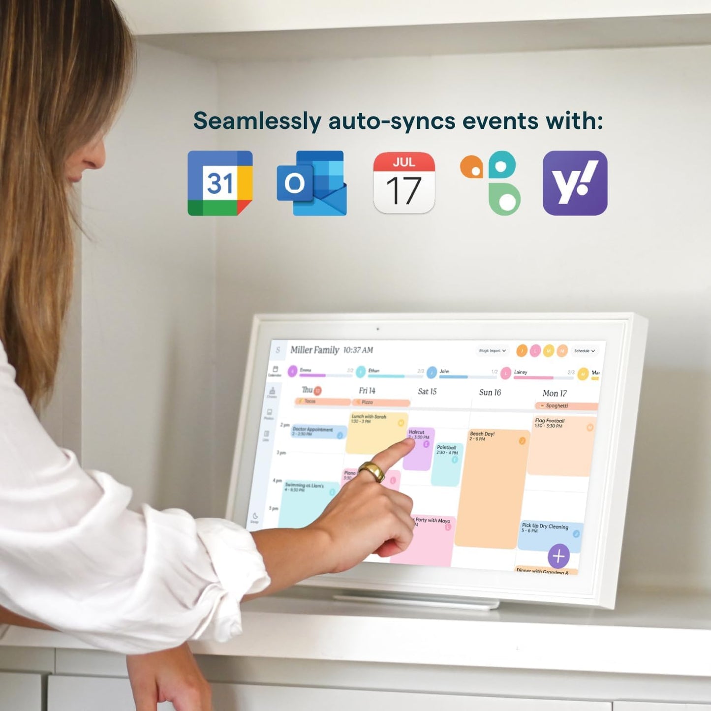 Calendar: 15-Inch Wall Planner Digital Calendar & Chore Chart, Smart Touchscreen Interactive Display for Family Schedules – Wall Mount Included, Great for Organizing Your 2026 Calendar