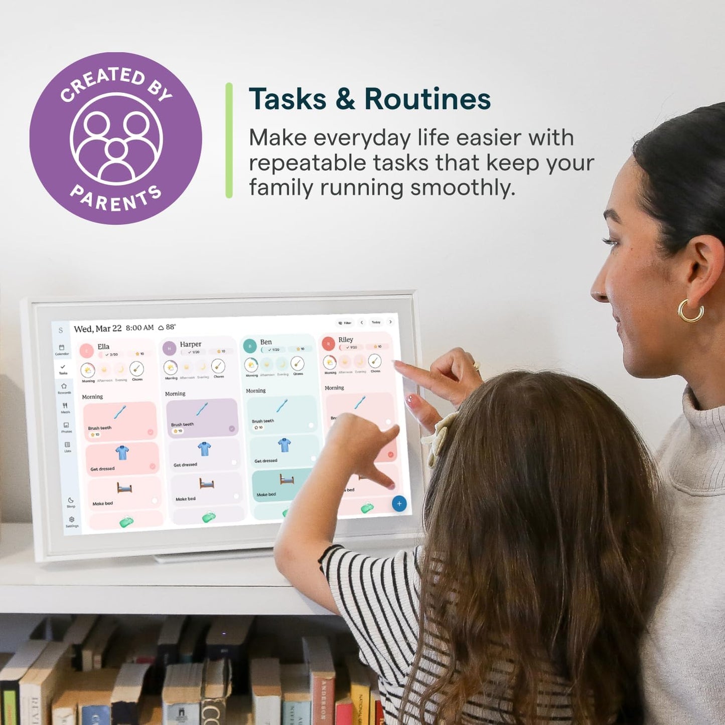 Calendar: 15-Inch Wall Planner Digital Calendar & Chore Chart, Smart Touchscreen Interactive Display for Family Schedules – Wall Mount Included, Great for Organizing Your 2026 Calendar