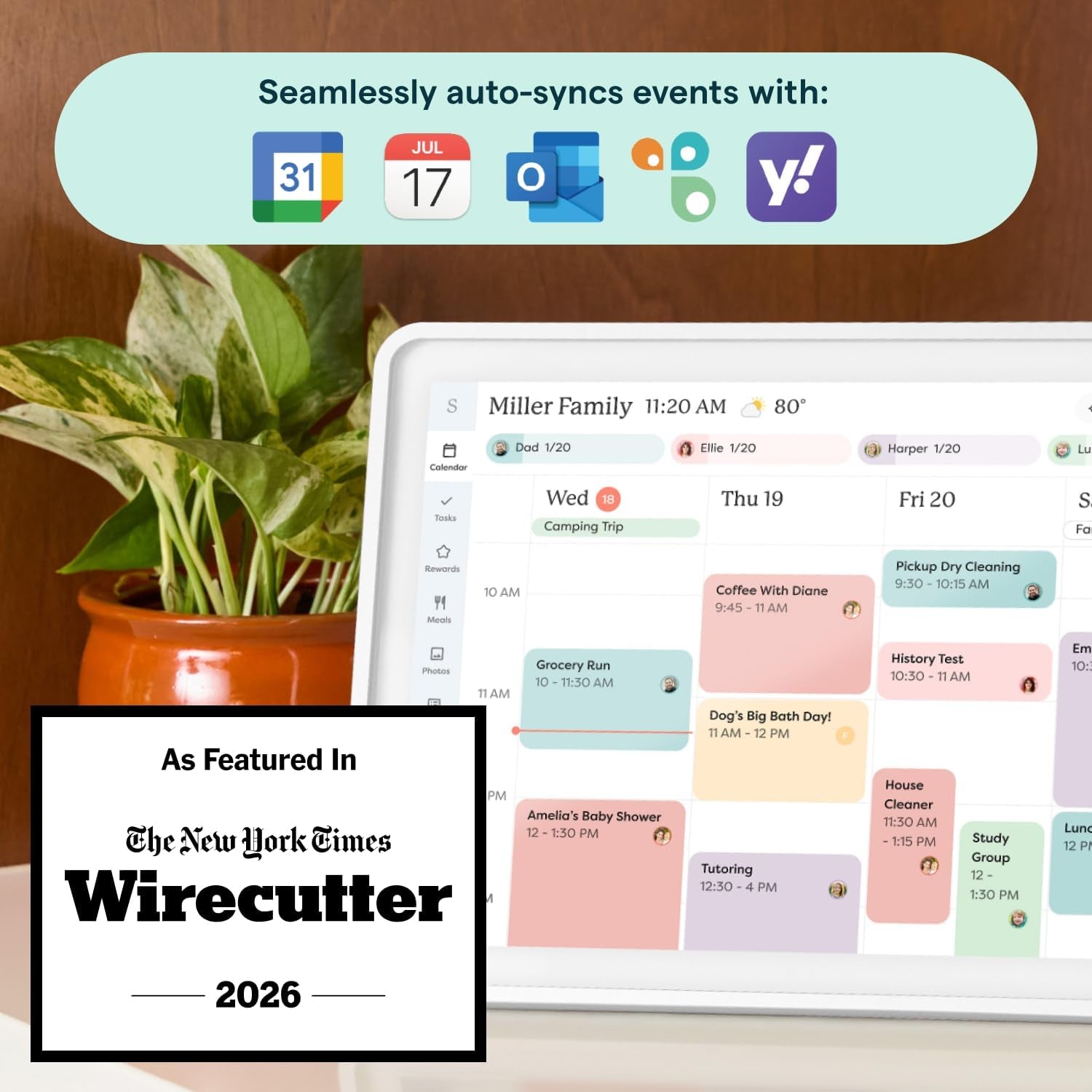 Calendar 2 - 15-Inch Full HD Touchscreen Digital Calendar, Featured on Wirecutter - Wall Planner & Interactive Chore Chart, Smart Family Organizer, 16GB Storage, Wi-Fi, Wall Mount Included - Shadow Box, Silver