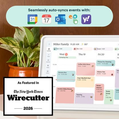 Calendar 2 - 15-Inch Full HD Touchscreen Digital Calendar, Featured on Wirecutter - Wall Planner & Interactive Chore Chart, Smart Family Organizer, 16GB Storage, Wi-Fi, Wall Mount Included - Shadow Box, Silver