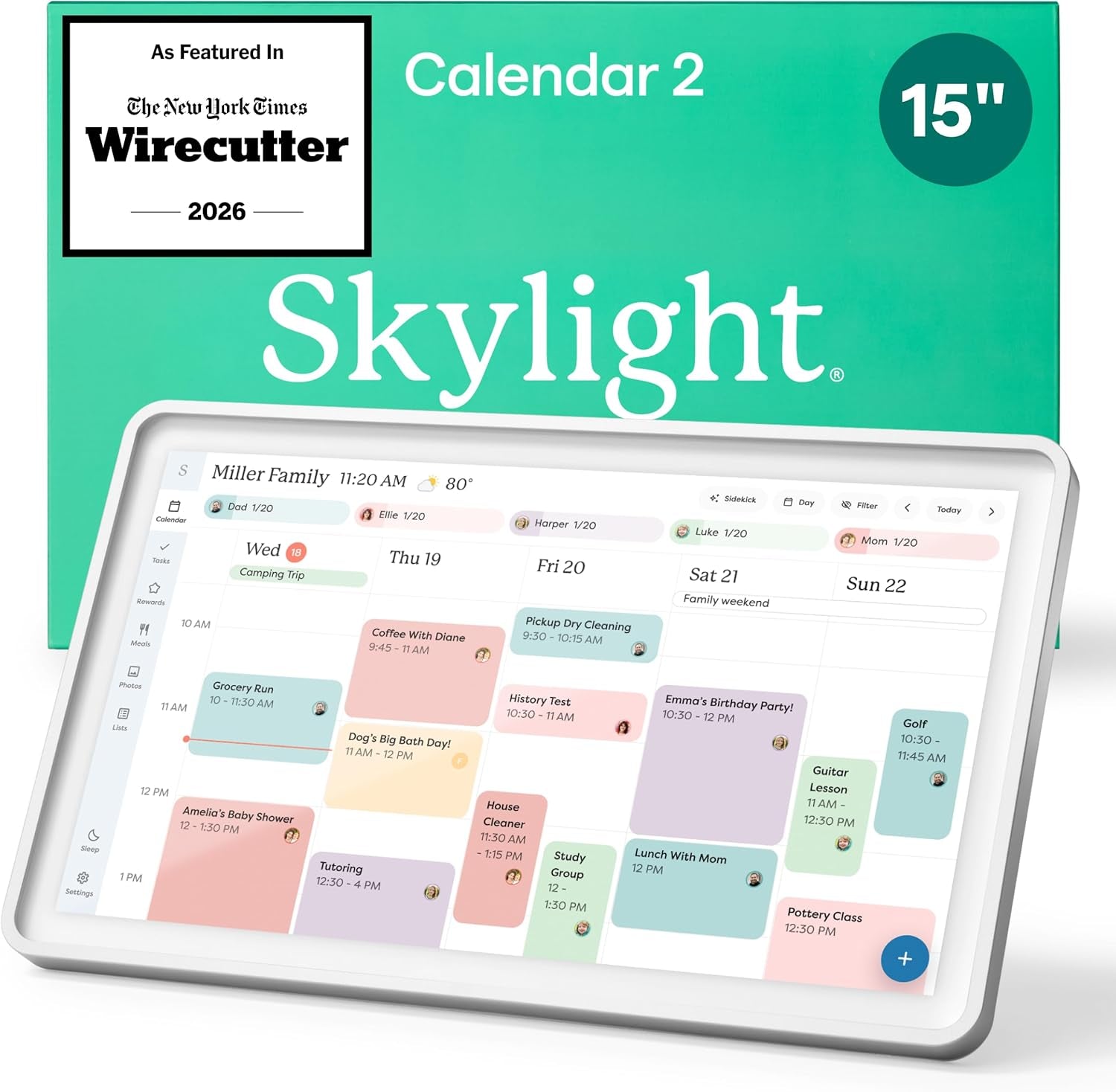 Calendar 2 - 15-Inch Full HD Touchscreen Digital Calendar, Featured on Wirecutter - Wall Planner & Interactive Chore Chart, Smart Family Organizer, 16GB Storage, Wi-Fi, Wall Mount Included - Shadow Box, Silver