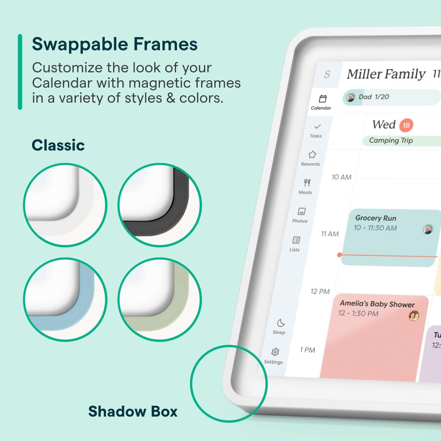 Calendar 2 - 15-Inch Full HD Touchscreen Digital Calendar, Featured on Wirecutter - Wall Planner & Interactive Chore Chart, Smart Family Organizer, 16GB Storage, Wi-Fi, Wall Mount Included - Shadow Box, Silver