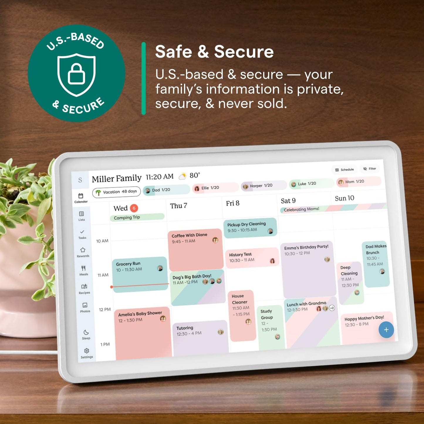 Calendar 2 - 15-Inch Full HD Touchscreen Digital Calendar, Featured on Wirecutter - Wall Planner & Interactive Chore Chart, Smart Family Organizer, 16GB Storage, Wi-Fi, Wall Mount Included - Shadow Box, Silver