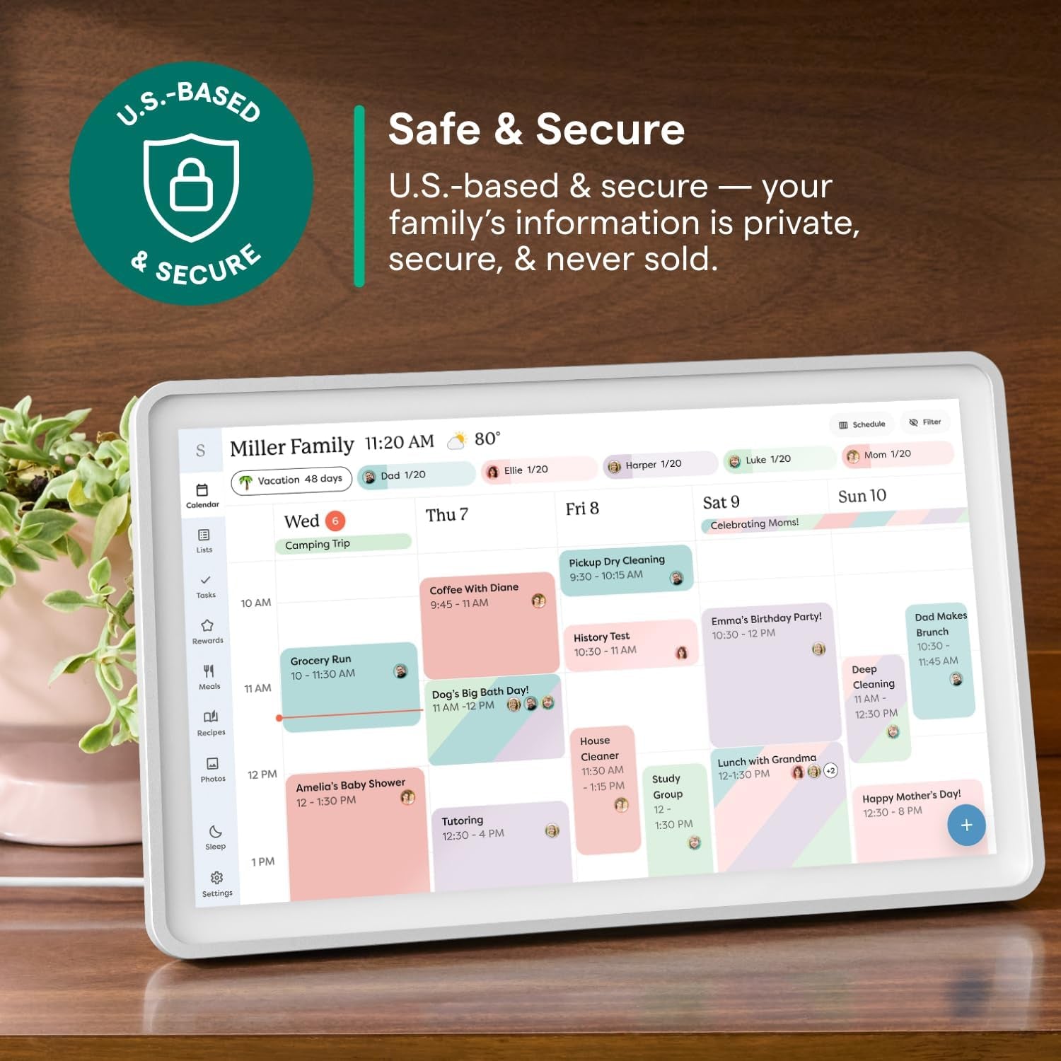 Calendar 2 - 15-Inch Full HD Touchscreen Digital Calendar, Featured on Wirecutter - Wall Planner & Interactive Chore Chart, Smart Family Organizer, 16GB Storage, Wi-Fi, Wall Mount Included - Shadow Box, Silver