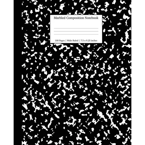 Marbled Composition Notebook: Black Marble Wide Ruled Paper Subject Book